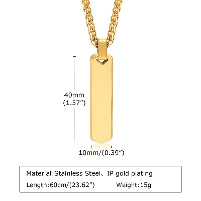 Picture of Fashionable Boys Pendant and Bar Necklace for Men, Stainless Steel  Gold