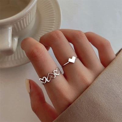 Picture of New Silver Color Alloy Couple Rings Set For Men Women