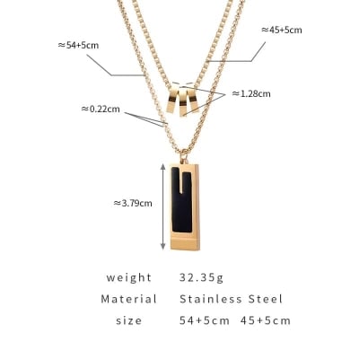 Picture of Golden Black Stainless Steel Chain Pendant Necklace - Personalized Men's Fashion Jewelry Chain for Men