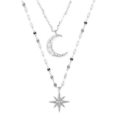 Picture of Double Layer Star Moon Charm Necklace Chain For Women