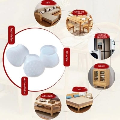 Picture of Furniture Silicon Protection Cover, Chair Leg Caps Silicone Floor Protector Round Furniture Table Feet Cover, Anti-Slip Chair Leg Feet Covers, Prevents Scratches & Reduce Noise