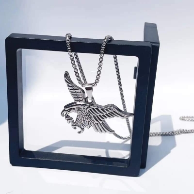 Picture of Stainless Steel Gold Jewelry Eagle Pendant Necklace Eagle Spread Wing Chain For Men