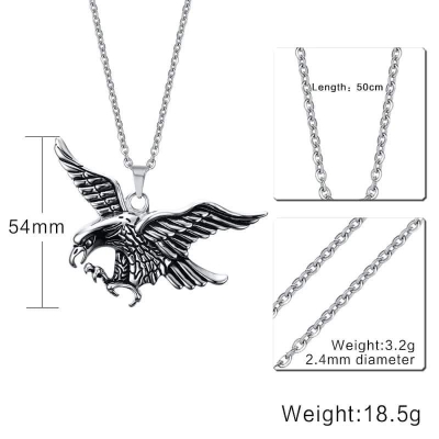 Picture of Stainless Steel Gold Jewelry Eagle Pendant Necklace Eagle Spread Wing Chain For Men