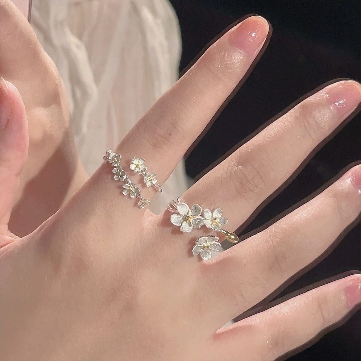 Picture of Silver Color Flower Adjustable Ring for Women