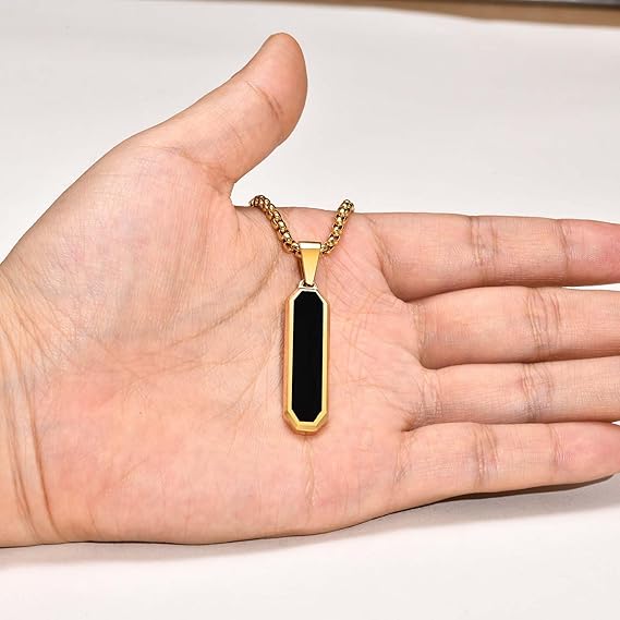 Picture of Bar Pendant Necklace For Men Stainless Steel Box Chain Pendant Men’s Necklace Jewelry