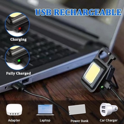 Picture of Super Bright MINI COB Keychain Flashlight Charging Lamp Camping Lights with Magnet 4 Lighting Modes for Camping Home