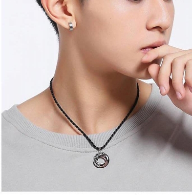 Picture of Punk Round Stylish  Men Pendant Necklaces Metal Cool Leather Chain Pendant -Unique Desing Pendant Chain For Men's-Chain For Men-Men's Pendant