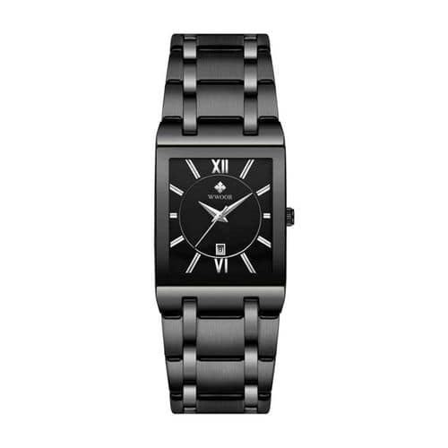 Picture of Full Black Men's Analog Quartz Watch with Date Waterproof Stainless Steel Fashion Business Casual Unisex Gift