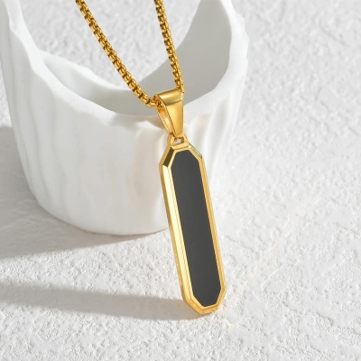 Picture of Bar Pendant Necklace For Men Stainless Steel Box Chain Pendant Men’s Necklace Jewelry