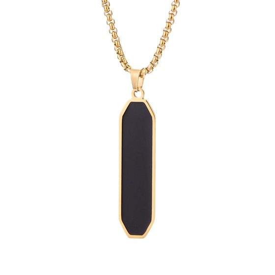 Picture of Bar Pendant Necklace For Men Stainless Steel Box Chain Pendant Men’s Necklace Jewelry
