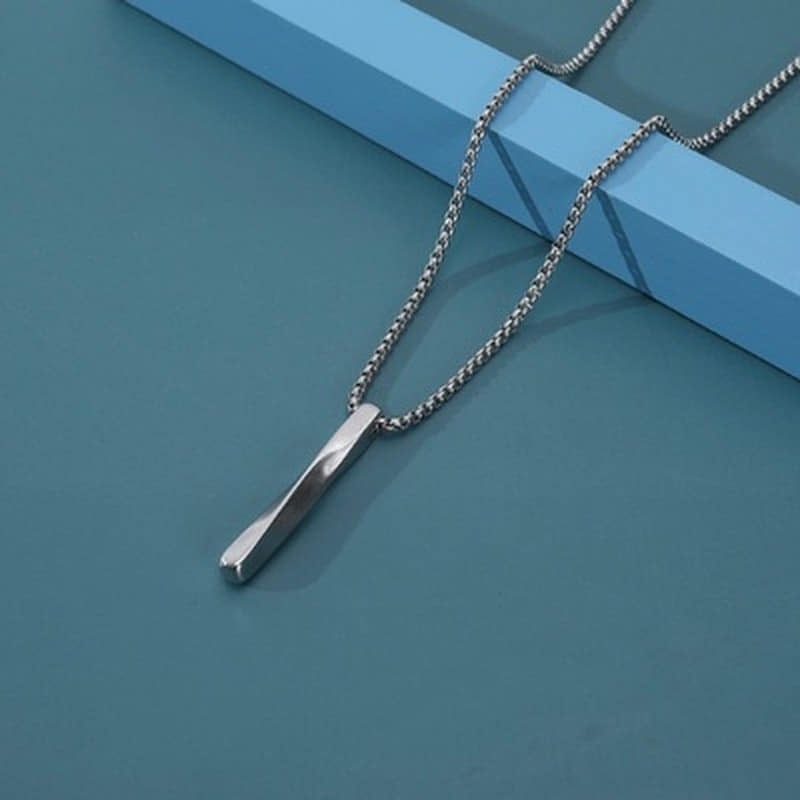 Picture of Steel Vertical Bar Pendant Necklaces For Men - Silver
