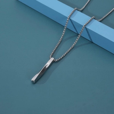 Picture of Steel Vertical Bar Pendant Necklaces For Men - Silver