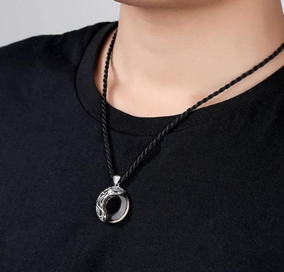 Picture of Round Stylish Men Pendant Necklaces Metal Cool Leather Chain Pendant  For Men