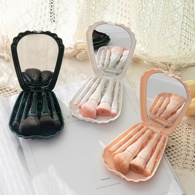 Picture of New Makeup Brush Set With Mirror, Portable Home/Travel Use, Eye Shadow, Highlighter, Foundation