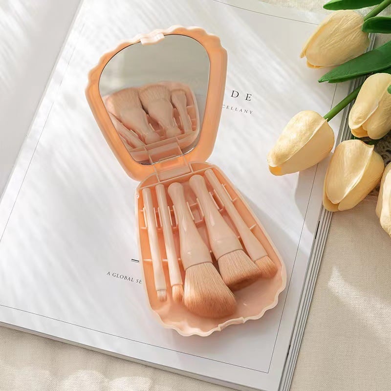 Picture of New Makeup Brush Set With Mirror, Portable Home/Travel Use, Eye Shadow, Highlighter, Foundation