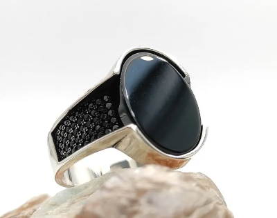 Picture of Black Stylish Stainless Steel Ring For Men