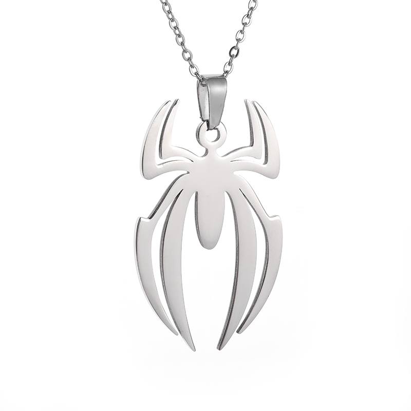 Picture of Spider Halloween Pendants Chain Short Long Mens Silver Color Necklace Jewelry Gift For Men