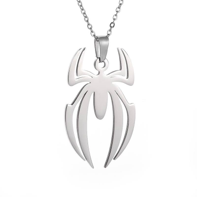Picture of Spider Halloween Pendants Chain Short Long Mens Silver Color Necklace Jewelry Gift For Men