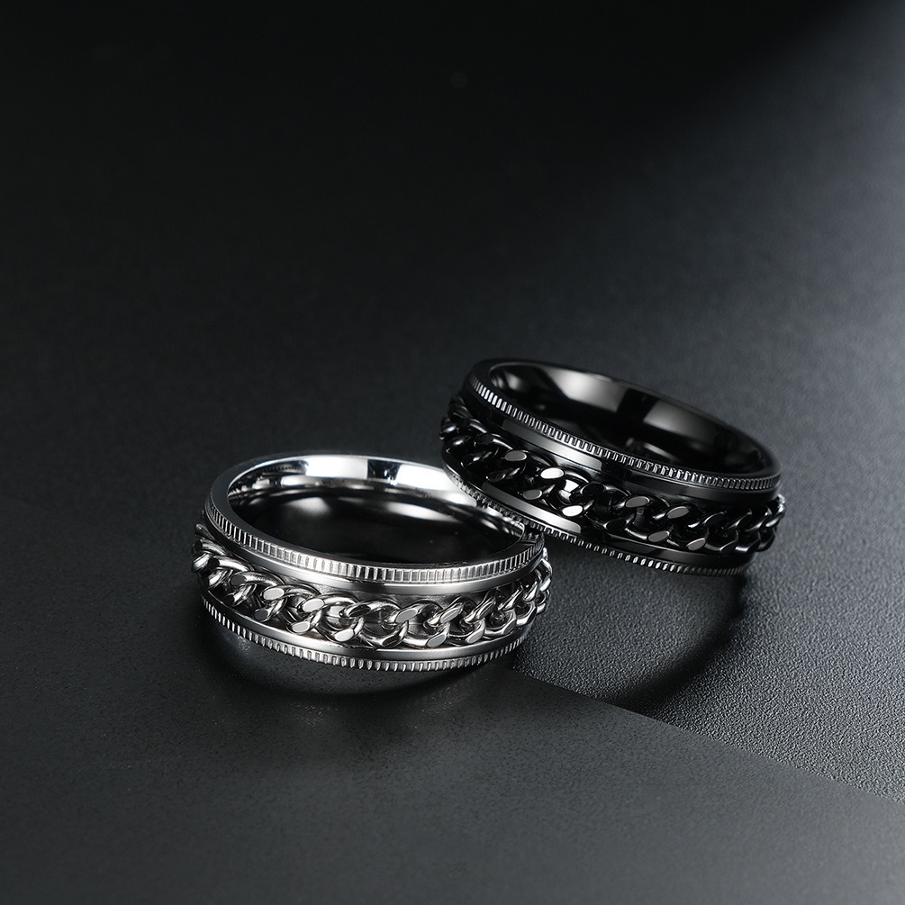 Picture of Stainless Steel Chain Rotation Decompression Ring Men Rings