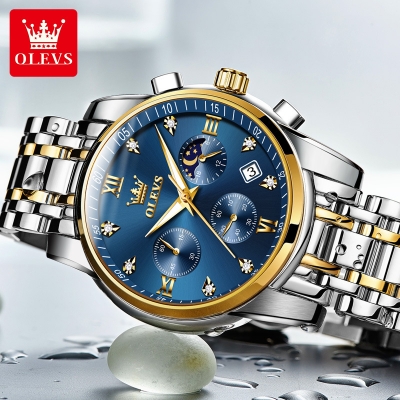 Picture of OLEVS Watch For Men Waterproof Business Dress Analog Quartz Calendar Wristwatch Luxury Brand Date Sport Leather Luminous Clock