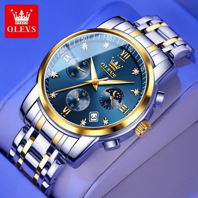 Picture of OLEVS Watch For Men Waterproof Business Dress Analog Quartz Calendar Wristwatch Luxury Brand Date Sport Leather Luminous Clock