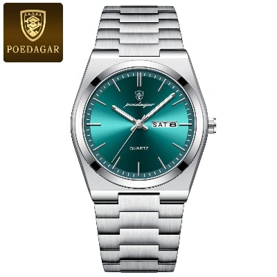 Picture of Poedagar Men’s Dress Watch with Green Dial and Crystal Hour Dots