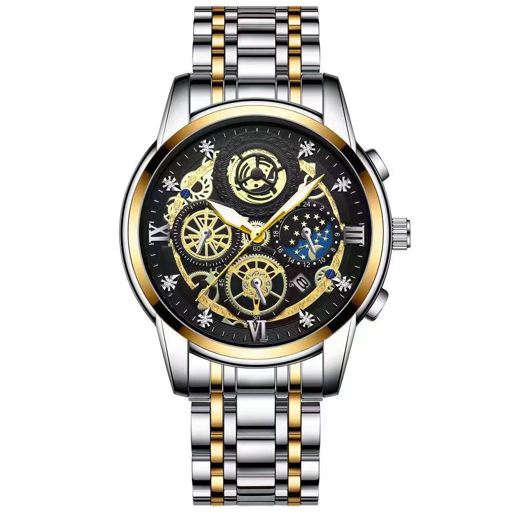 Picture of Sophisticated Business Watch with Dual Calendar and Golden Trim