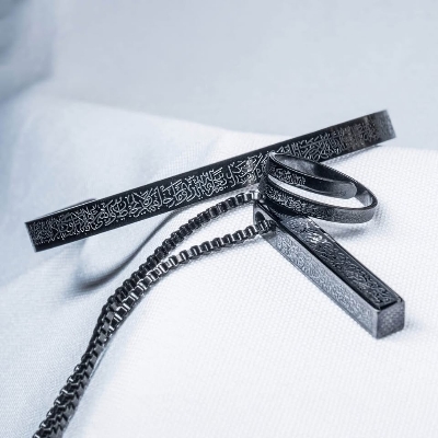 Picture of Ayatul Kursi Necklace 3 Pcs Set chain bracelet Ring Combo