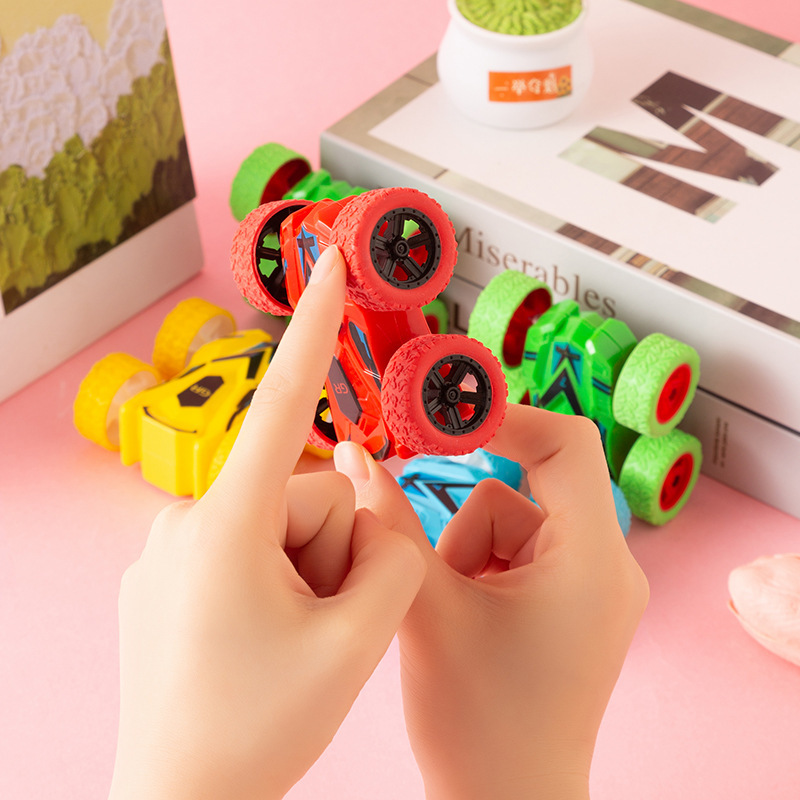 Picture of Red Mini Monster Truck Pull Back Cars Toys, Manual 360 Degree Stunt Truck Red