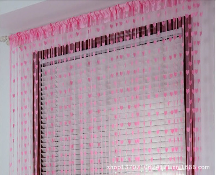 Picture of Pink  colour Love Heart Shaped Net Curtain/Porda