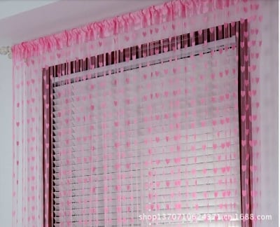 Picture of Pink  colour Love Heart Shaped Net Curtain/Porda