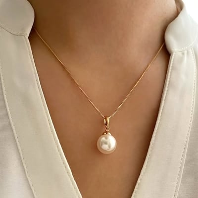 Picture of 3 Pcs Round Pearl Jewelry Set Of Earring Pendant Necklace For Women Exquisite Fashion Rhinestone Double Wedding Jewelry Set Gift