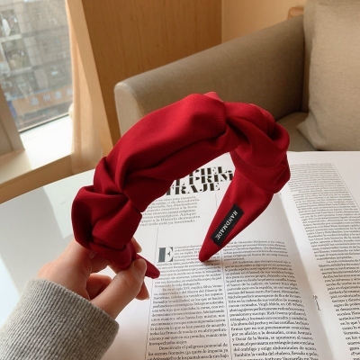 Picture of Korean Style Fashion Women's Hair Hoop Solid Color Pleated Elastic Headband Winter Hairband Hair Ties Hair Accessories Headwear
