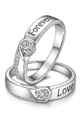 Picture of Couple Ring Set 2 Pcs King And Queen Design Bands for Men And Women Wedding Engagement Rings Jewelry