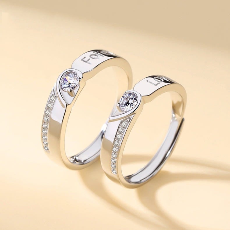 Picture of Couple Ring Set 2 Pcs King And Queen Design Bands for Men And Women Wedding Engagement Rings Jewelry