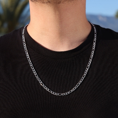 Picture of Viking Wolf Raven Pendant Necklace for Men Stainless Steel Geometric Chain