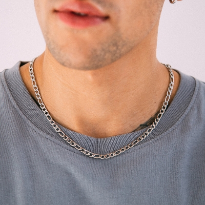 Picture of Viking Wolf Raven Pendant Necklace for Men Stainless Steel Geometric Chain