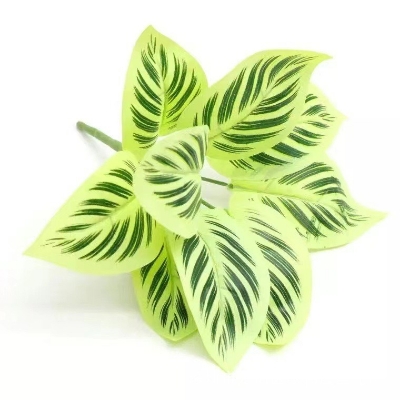 Picture of Tabletop Artificial Green & White Leaf Plant