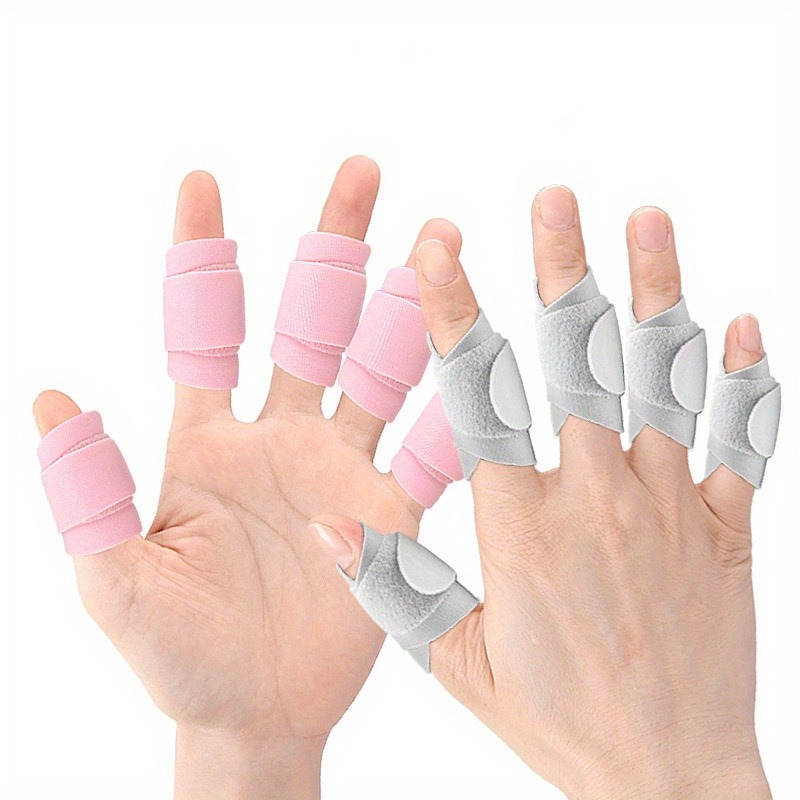 Picture of Men Women Adjustable Finger Splint Brace Thumb Protector Guard Sleeve Finger Straightening Corrector Finger Tape Elastic Finger Sleeve Support Tennis Sports