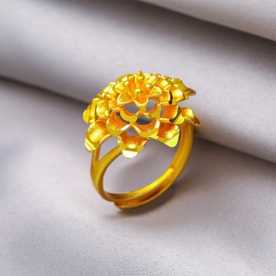 Picture of Vintage Look Gold Plated Flower Ring - Durable & Comfortable