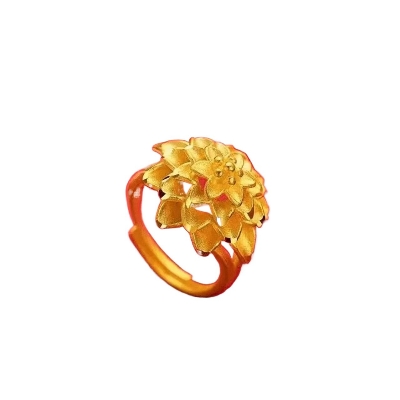 Picture of Vintage Look Gold Plated Flower Ring - Durable & Comfortable
