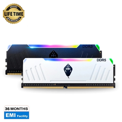 Picture of Anacomda 16GB DDR-5 6000MHz D5 RGB Gaming Desktop Ram with Aluminum Heatsinh-WHT(WHITE & BALCK)