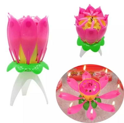 Picture of Lotus Flower Birthday Music Candle(Big Size)