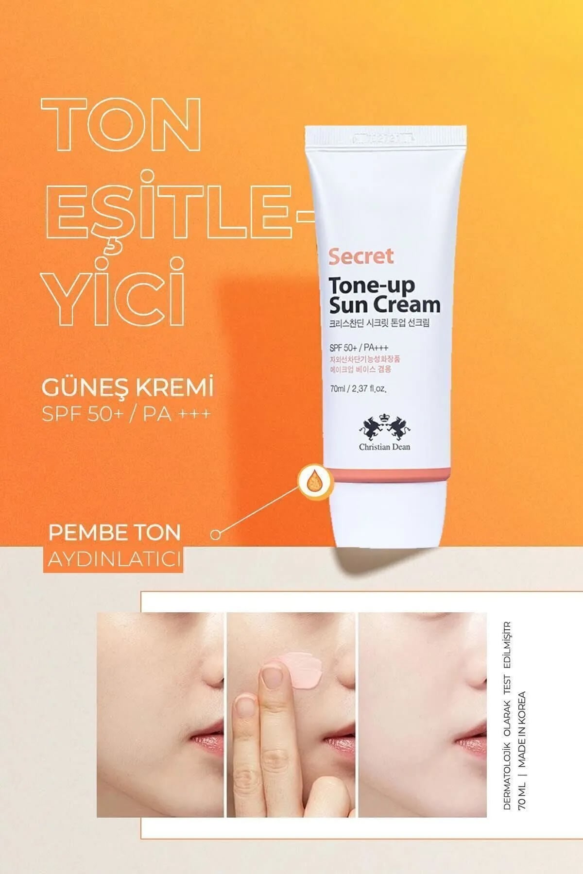 Picture of Christian Dean Secret Tone-Up Sun Cream 70ml SPF50+