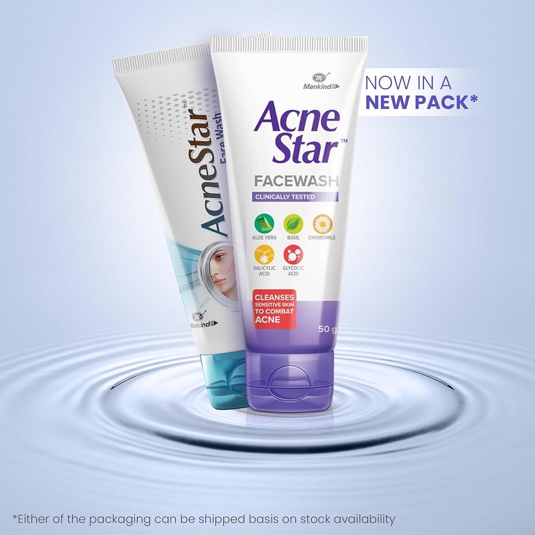 Picture of AcneStar Facial Cleanser for Oily Skin with Basil & Aloe Vera - Gentle Exfoliating Face Wash 50g
