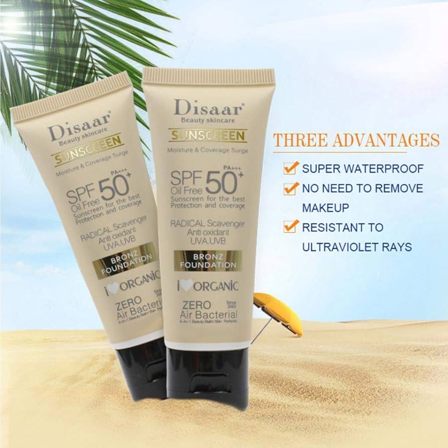 Picture of Disaar Beauty Skincare Oil Free SPF 50 PA+++ Sunscreen Instant Protection UVA UVB Bronze Foundation 40gm
