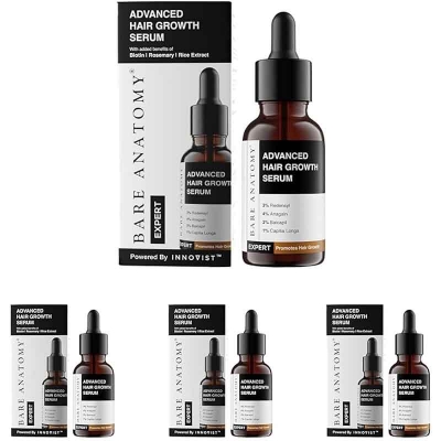 Picture of Bare Anatomy Advanced Hair Growth Serum | 3% Redensyl + 4% Anagain + 3% Baicapil + 1% Capilia Longa, Rosemary, Biotin & Rice Extract | Hair growth & Hair fall control serum for Women & Men | 30mL