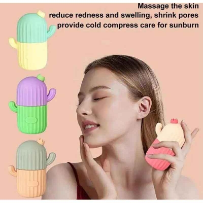 Picture of Cactus Shape Ice Roller For Face Reusable Ice Face Massager For Women Girl Eliminate Facial Puffiness In The Morning Easy To Use