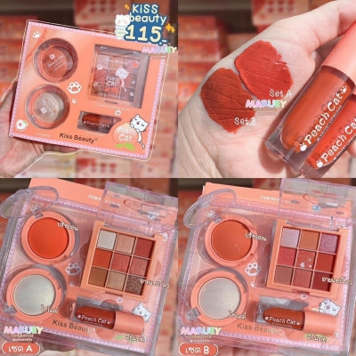 Picture of KISS BEAUTY MAKEUP SET 4in1 CAT CLAW MAKEUP SET PEACH BEAUTY MAKEUP PALETTE SET