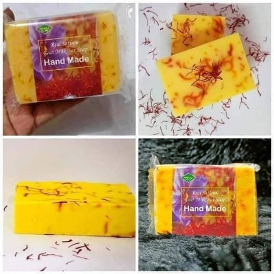 Picture of 1 Pieces Handmade Safran Goat Milk Soap Bar - 90 gram
